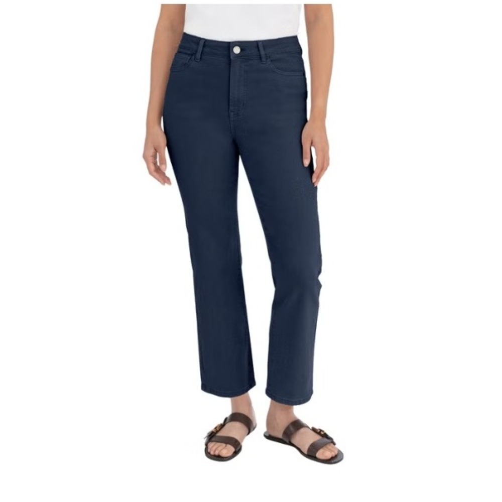 BlankNYC High Rise Straight Leg Pants Sz 6 (28) Navy Blue Crop Ankle Trouser NWT